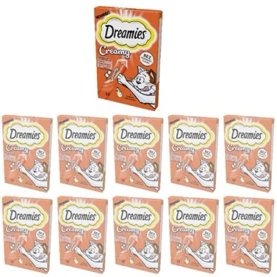 Afbeelding van Dreamies Kattentraktaties, creamy snacks met kip, heerlijke romige smaak, 44 portiezakjes (11 x 4 10 g)