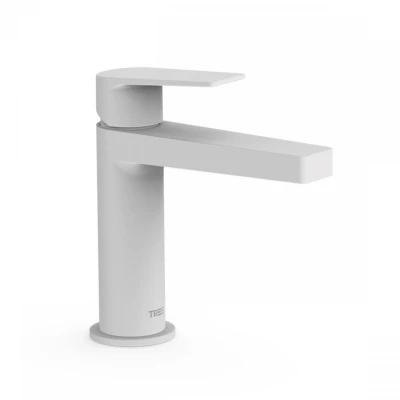 Afbeelding van Wastafelmengkraan Tres Project 1 Hendel Uitloop Recht 10.6 cm Rond Mat Wit