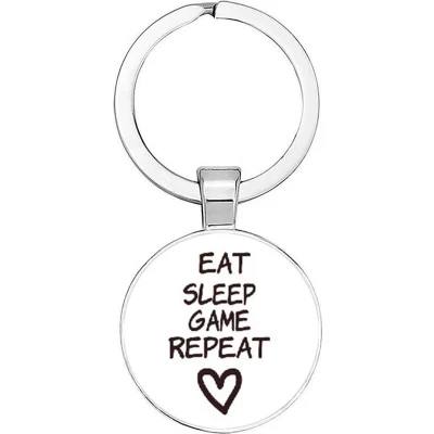 Afbeelding van Akyol eat sleep game repeat sleutelhanger eten gamen slapen cadeautje geschenk verrassing