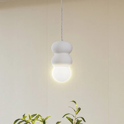 Afbeelding van Lindby hanglamp Nielson, Ø 12 cm, wit, gips