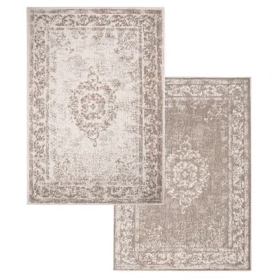 Afbeelding van Duo Binnen en Buiten Vloerkleed Dubbelzijdig Outdoor Laagpolig Tapijt Beige 120x170 cm Rechthoek Polypropyleen Tapijtenloods