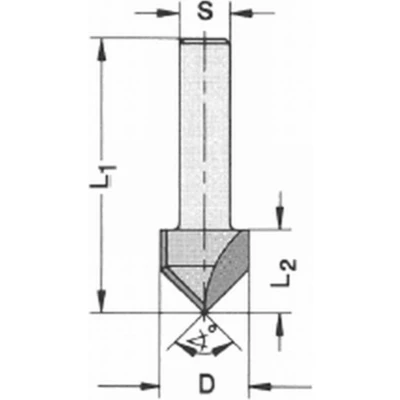 Afbeelding van V groeffrees 14mm 90graden D=8 24263 5 14000