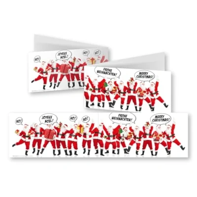 Afbeelding van Edition Colibri 10 grappige kerstkaarten in een set met envelop: DIN lang (42 x 10,5 cm), meertalige vouwkaarten Kerstman (11157)
