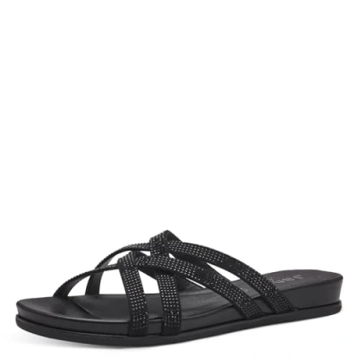 Afbeelding van Jana Softline 8 27161 42 001 Damesslipper, comfortabele extra brede alledaagse schoen, feestelijk, elegant, platte sandalen, 39 EU breed, zwart, Breed