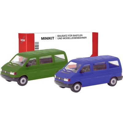 Afbeelding van Herpa 012805 002 H0 Auto Volkswagen T4 bus, olijfgroen en ultramarineblauw