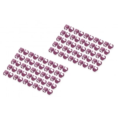 Afbeelding van DIGITUS kleurclips voor RJ45 patchkabels kleurorganisatie van netwerkkabels beter kabelbeheer 100 stuks CAT 5e, 6 &amp; 6A LAN kabels AWG 24/7 tot 27/7 Magenta