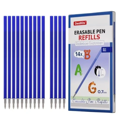 Afbeelding van DealKits uitwisbare reservevullingen, compatibel met Legami, 14 stuks, blauw, rollerball voor Legami pennen, patronen punt 0,7 mm, hoogte 13 cm, eenvoudig