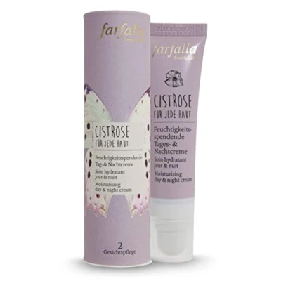 Afbeelding van farfalla Cistrose Vochtinbrengende crème, 30 ml, dag en nachtcrème voor alle huidtypes, 100% gecertificeerde natuurlijke cosmetica met aloë vera, veganistisch dermatologisch getest