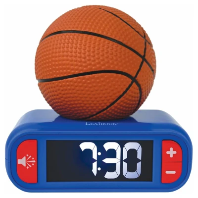 Afbeelding van Lexibook, Basketbal, Basketbal nachtlampje wekker, Geluiden en melodieën, LCD scherm met achtergrondverlichting, Lichtgevend, Snooze, Blauw/oranje, RL800BA