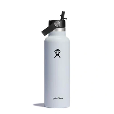 Afbeelding van Hydro Flask waterfles 621 ml (21 oz) Vacuüm geïsoleerde roestvrijstalen met flexibele rietjesdop BPA vrij Standard Mouth White