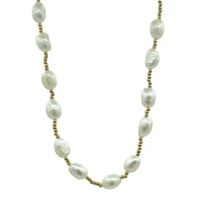 Afbeelding van Parel ketting Collier met echte zoetwaterparels Goldplated Stainless Steel 40 45cm