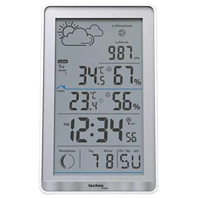 Afbeelding van WS9218 draadloos weerstation inclusief TX106 TH buitenzender, binnentemperatuur, buitentemperatuur, vochtigheid, luchtdruk, voorspelling