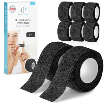 Afbeelding van Vingerpleisters, zelfklevend, 8 x pleisterrol in 4 blauw + huidskleuren (2,5 cm 4,5 m), verband elastische tape, waterdicht, stof , vet en vuilafstotende pleistertape