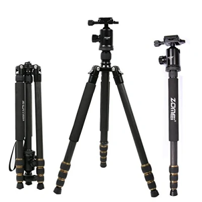Afbeelding van ZOMEI Q666C 59 &quot;Reizen Draagbare Lichtgewicht Koolstofvezel Camera Statief Monopod met Ball Head/Quick Release Plaat/Draagtas voor Canon Nikon Sony DSLR