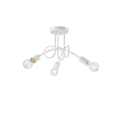 Afbeelding van Lamkur Lighting Camilla Multi Arm Semi Flush Plafondlamp Wit, 3x E27