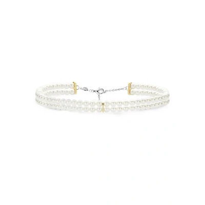 Afbeelding van TI SENTO Dames Ketting 925 zilver Parel met geel verguld Maat 38 34098YP