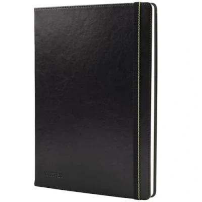 Afbeelding van Wintex A4 Notitiebook 96 Vierkante Pagina&#039;s met Perforatie Compacte Kunstlederen Notitieboekjes voor School of Werk Notitieblok als Dagboek, Schetsblok Documentenmap Zwart