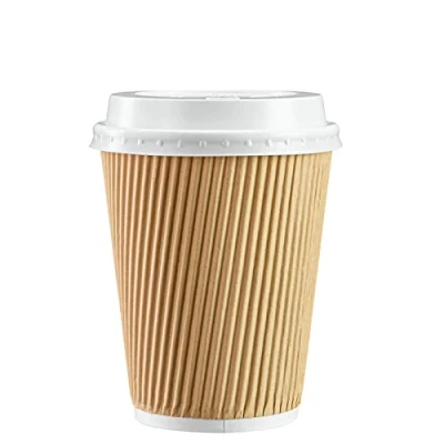 Afbeelding van [50 sets 350 ml] Geïsoleerde Kartonnen Hete Koffiebekers met Deksels