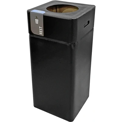 Afbeelding van Afvalbak / Prullenbak Restafval 105L Zwart Gecoat Karton met Kras &amp; Stootvaste Coating Voor Afvalscheiding Herbruikbaar Modulair 37x37x80 cm