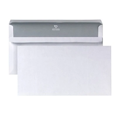 Afbeelding van POSTHORN Compacte envelop (1000 stuks), zelfklevende zonder venster, witte enveloppen met grijze binnendruk, 125 x 235 mm, 80 g/m²