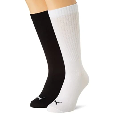 Afbeelding van PUMA Graphic Logo Crew Sock voor heren, verpakking van 4 stuks, zwart/wit, 43 46 EU