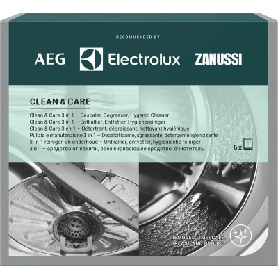 Afbeelding van Electrolux AEG 9029799187 Ontkalker was/vaatwasmachine 3 in 1 ontkalker, ontvetter en hygiënische reiniger voor wasmachine vaatwasser 6 zakjes =