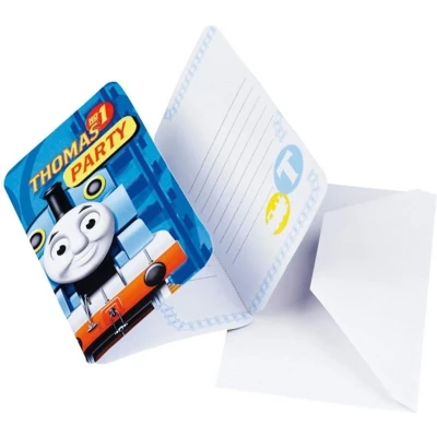 Afbeelding van Uitnodiging Thomas Party blauw 6 stuks