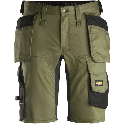Afbeelding van SNICKERS 6141 AllroundWork stretch short met holsterzakken (khaki groen) 61413104056