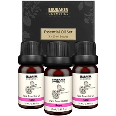 Afbeelding van BRUBAKER Cosmetics Set van 3 Rozenolie Vrouwelijkheid, Sensualiteit Etherische Oliën Aromatherapie Giftset X 10 ML Natuur &amp; Veganistisch