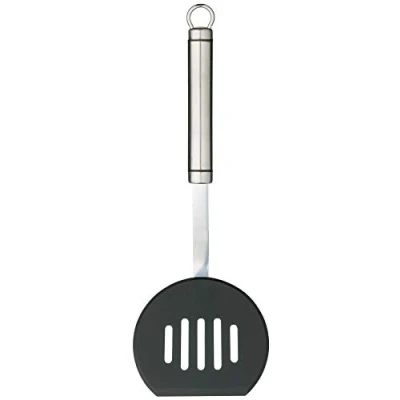 Afbeelding van KitchenCraft Professional Ovalen Halfronde Spatel, Non Stick Nylon Kop, Roestvrij Staal, ‎10 x 29,5 3,4 Centimeter, Zilverkleurig/Zwart, KCPROHTNS