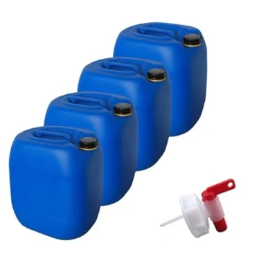 Afbeelding van 4 stuks 30 liter jerrycans plastic jerrycan blauw DIN61 + 1 kraan