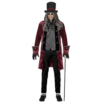Afbeelding van Widmann Vampier &amp; Dracula Kostuum Victoriaanse Grijsbrecht Man Rood Medium Halloween Verkleedkleding
