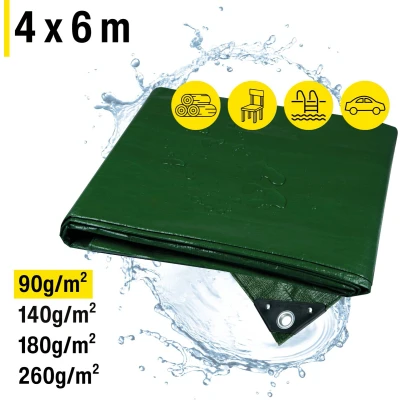 Afbeelding van Horizont Afdekzeil 4x6m Waterdicht, UV bestendig, 90 g/m² Optimale Bescherming voor Buiten Groen