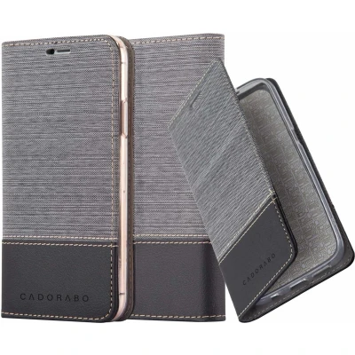 Afbeelding van Cadorabo Hoesje geschikt voor Apple iPhone 13 MINI in GRIJS ZWART Beschermhoes met magnetische sluiting, standfunctie en kaartvakje Book Case Cover Etui
