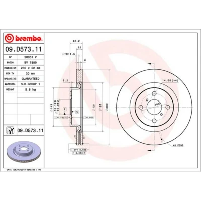 Afbeelding van Brembo Remschijven 09.D573.11