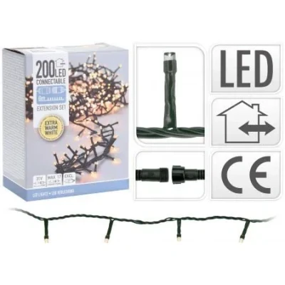 Afbeelding van Koppelbare Kerstverlichting 200 LED 6m extra warm wit