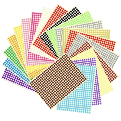 Afbeelding van Mikihat 20 vellen, 8160 stuks ronde puntstickers, 6 mm, gekleurde plakpunten, kleurrijke etiketten, kleurcodering, markeringspunten, kleine stickers voor kantoor, school, kleuren