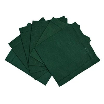 Afbeelding van Penguin Home 100% Linnen Look Katoen Servet 6 Delig Set, Effen Groen