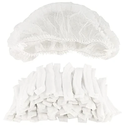 Afbeelding van B well Feather Wegwerp, niet geweven, bouffant kapjes, eenmalig gebruik, haarnetje, 53,3 cm, met elastische stretchband, wit, 100 stuks