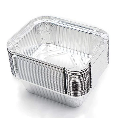 Afbeelding van fuxunamz Grillschaal van aluminiumfolie, 25 stuks wegwerp schalen geschikt voor bakken, braden, koken, kleine containers, 15 x 12 5 cm, 400 ml (zonder deksel)