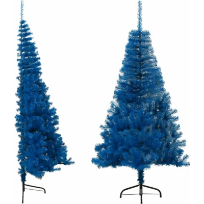 Afbeelding van Kunstkerstboom met standaard half 180 cm PVC blauw