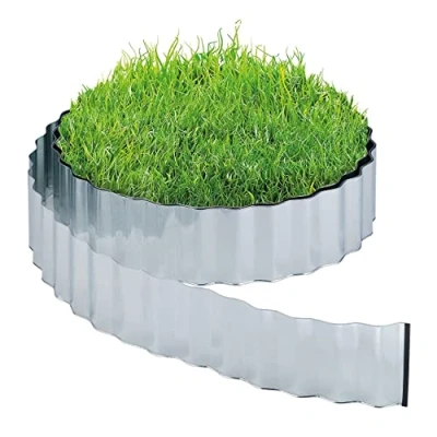 Afbeelding van Relaxdays borderrand ijzer gazon kantopsluiting 12 meter perkrand zilver