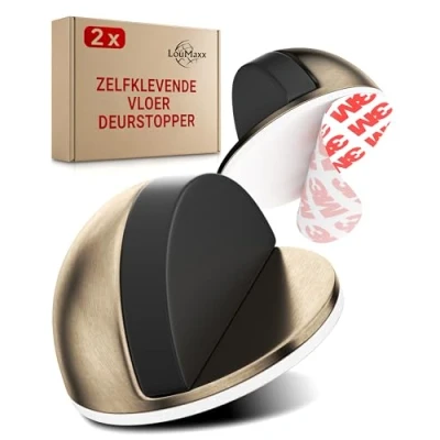 Afbeelding van LouMaxx deurstopper zelfklevend 2 stuks deurstoppers in antieke messing look deurblok effectief design vloer