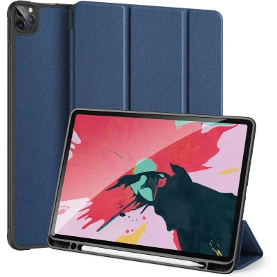 Afbeelding van Apple iPad Pro 12.9 (2020) Hoes: Dux Ducis Domo Bookcase Donkerblauw Kunstleder Tablet Hoezen