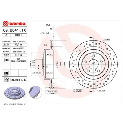 Afbeelding van Brembo Remschijven 09.B041.1X