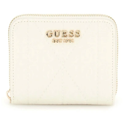 Afbeelding van GUESS portemonnee Aldina SLG Small Zip Around Wallet Cream White crème