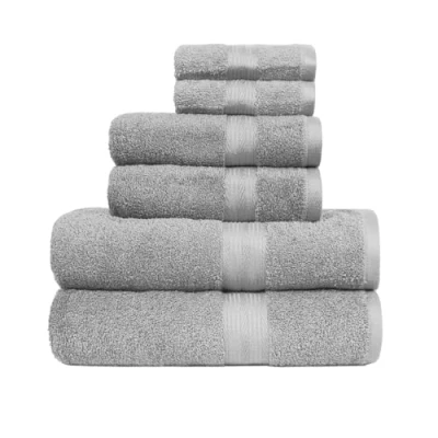 Afbeelding van Amazon Basics Handdoekenset, kleurecht, 6 stuks, 2 badhanddoeken, handdoeken en washandjes, 100% katoen 500 g/m², 140 x 70 cm, grijs