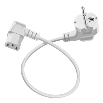 Afbeelding van HuaLiSiJi Stroomkabel 90 Graden Gebogen C13 Veiligheidscontact voor Kabel Type F (CEE 7/4) naar Stekker Computer, TV, Monitor, Projector (Wit, 0.5m)