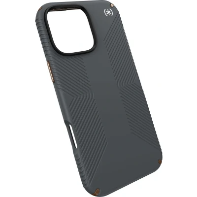 Afbeelding van Speck hoesje geschikt voor Apple iPhone 16 Pro Max Ultieme Bescherming en Grip Luxe Soft touch Afwerking Valbescherming gecertificeerd tot 4 meter Microban Antibacterieel Presidio2 lijn Grijs