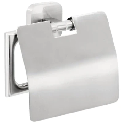 Afbeelding van tesa® Esteetic toiletrolhouder met deksel, zelfklevend, roestvrijstalen look